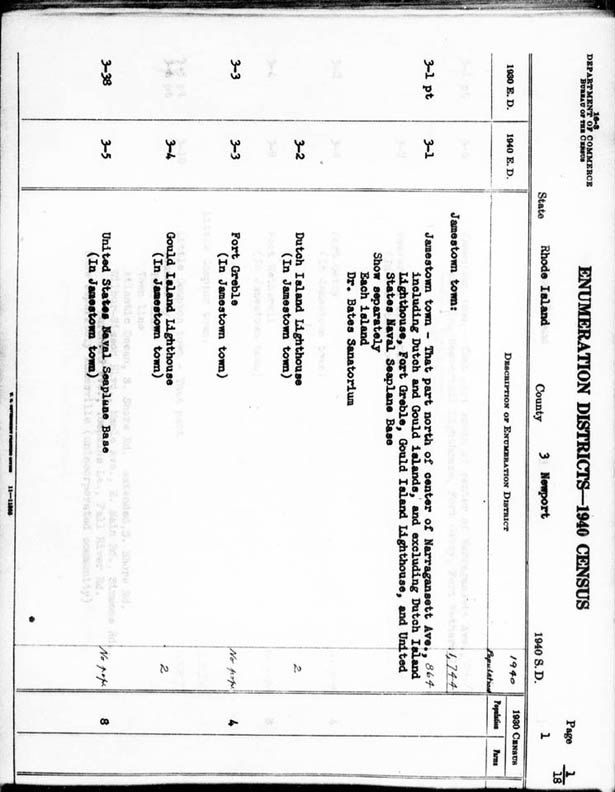 1940 Gould Island Lighthouse Census